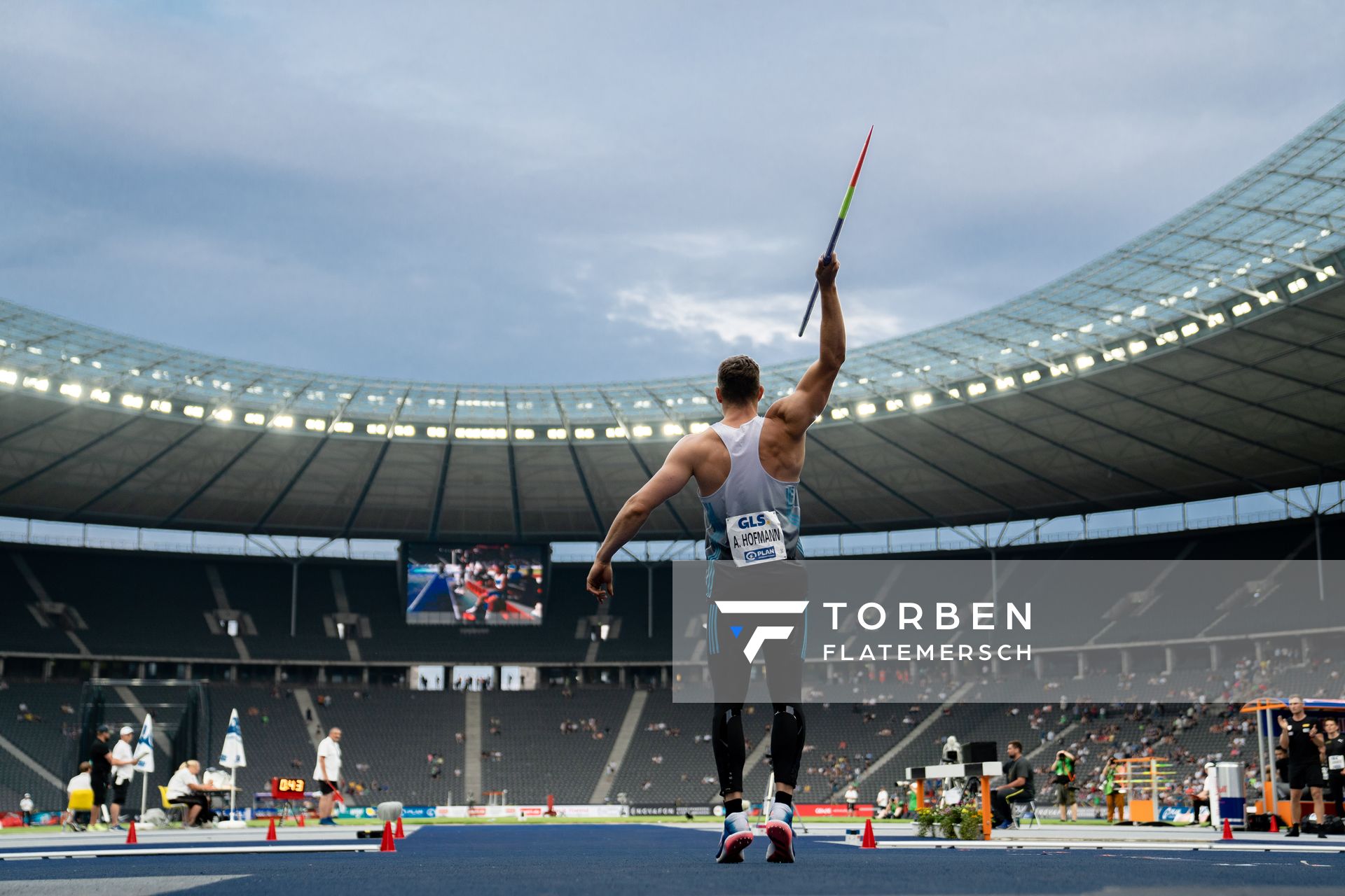 Andreas Hofmann (MTG Mannheim) beim Speerwurf waehrend der deutschen Leichtathletik-Meisterschaften im Olympiastadion am 25.06.2022 in Berlin